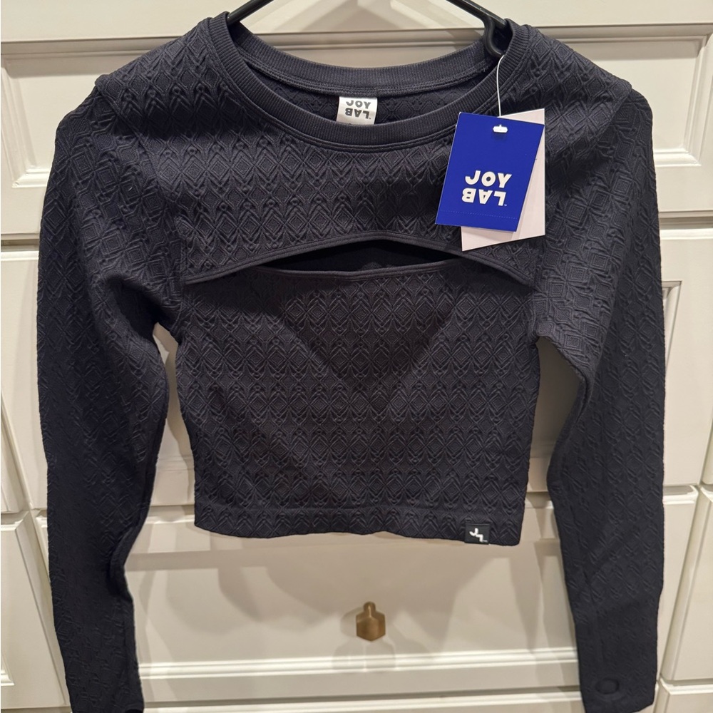 NWT Women’s Long Sleeve Crop Top Joy Lab Size Small, Black